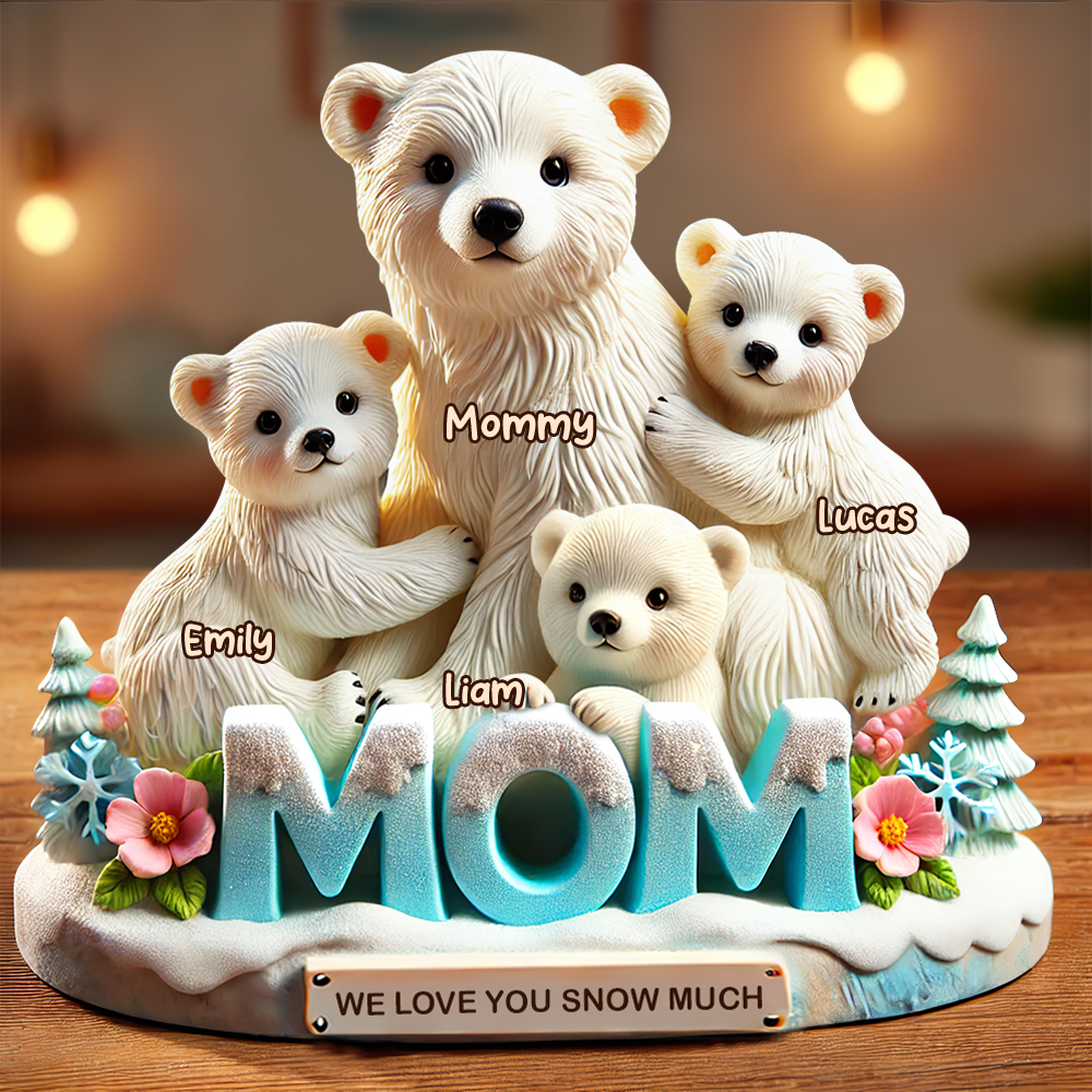 Polar Bear Mom Plaque - Personalized Gifts For Mom 02hupu170425