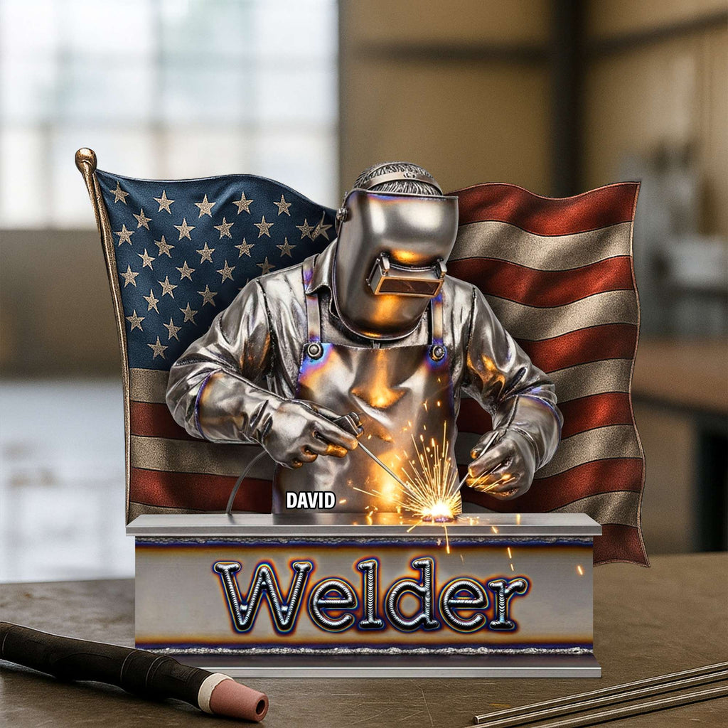 Proud American Welder Acrylic Plaque - Personalized Gifts For Welder 03QHTN100625