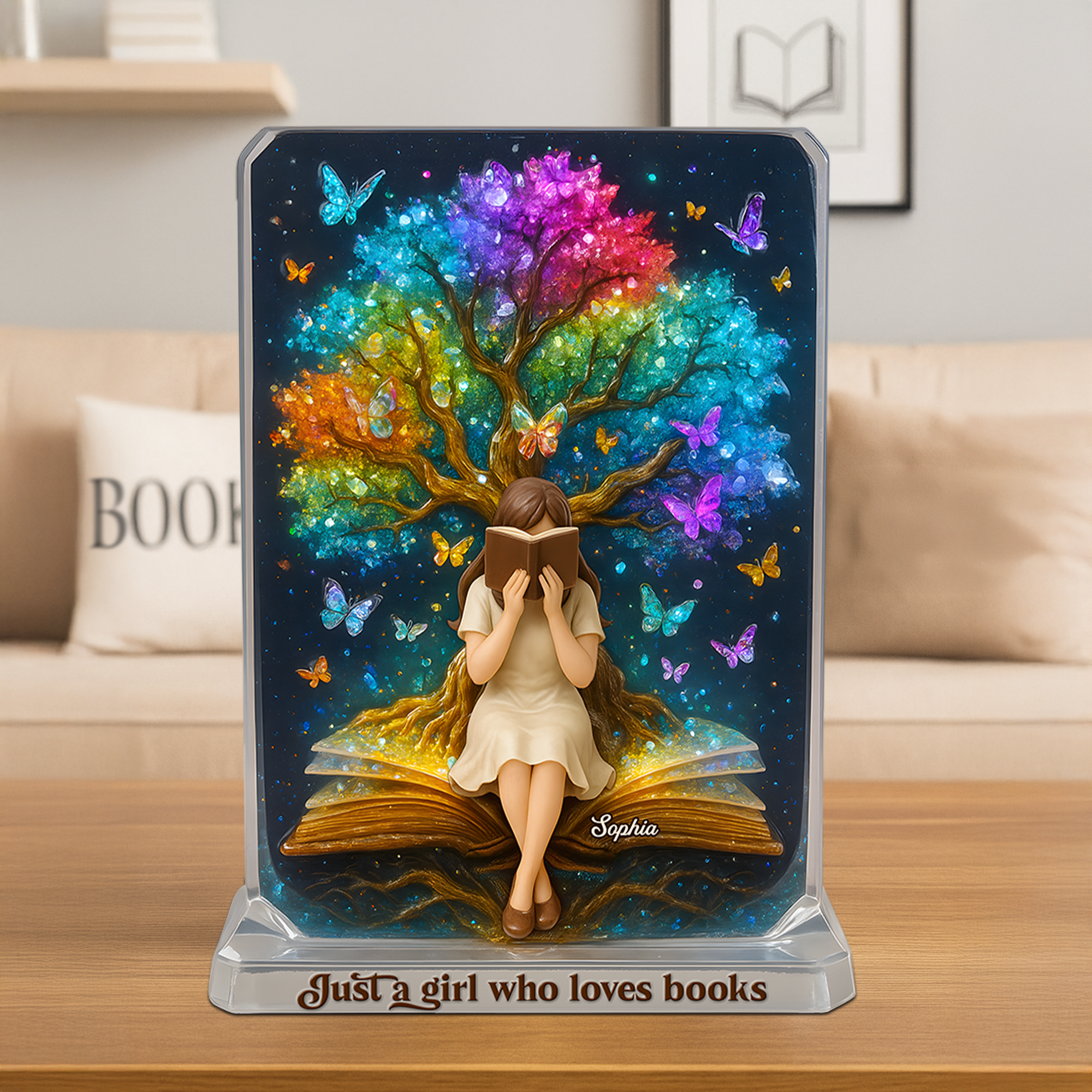 Reading Girl Acrylic Plaque - Personalized Gifts For Book Lovers 01topu160625