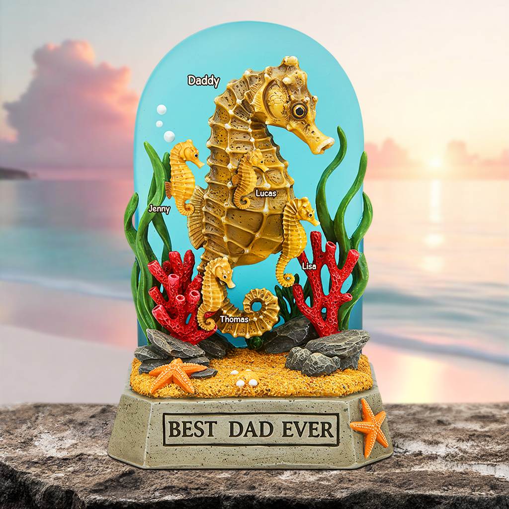 Seahorse Dad Plaque - Personalized Gifts For Dad 02qhpu100525