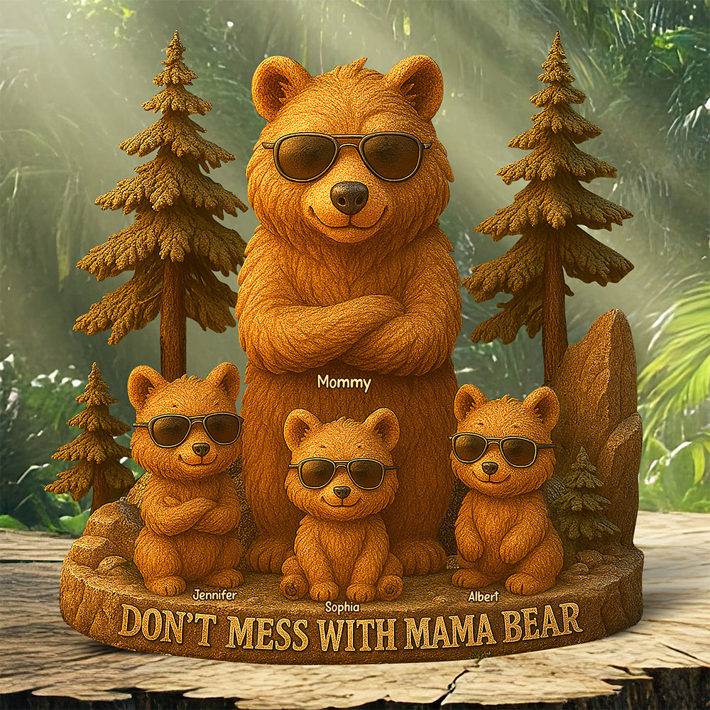 Bear Mom Plaque - Personalized Gifts For Mama Bear