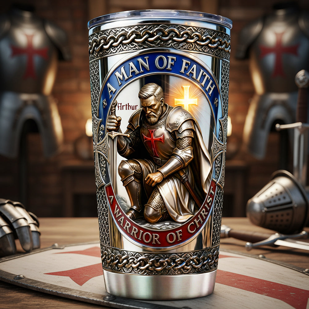 Kneeling Templar Knight Tumbler, Personalized Gifts For Christians 01qhta200126