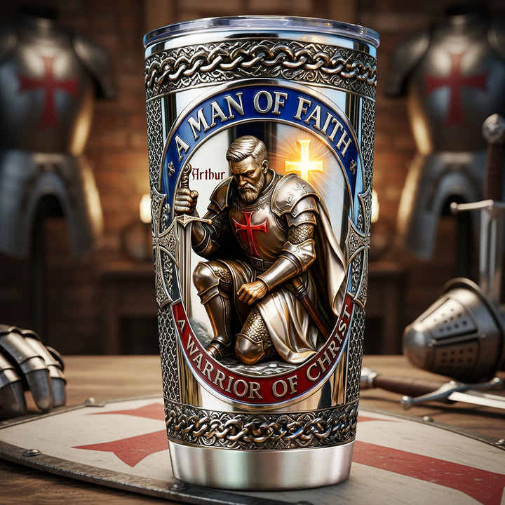Kneeling Templar Knight Tumbler, Personalized Gifts For Christians 01qhta200126