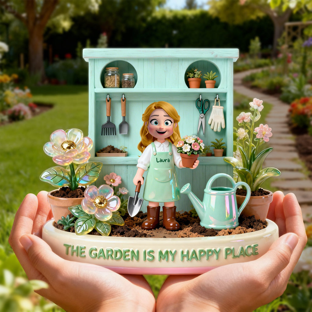 Happy Garden Acrylic Plaque - Personalized Gifts For Gardeners 05PGLU130226