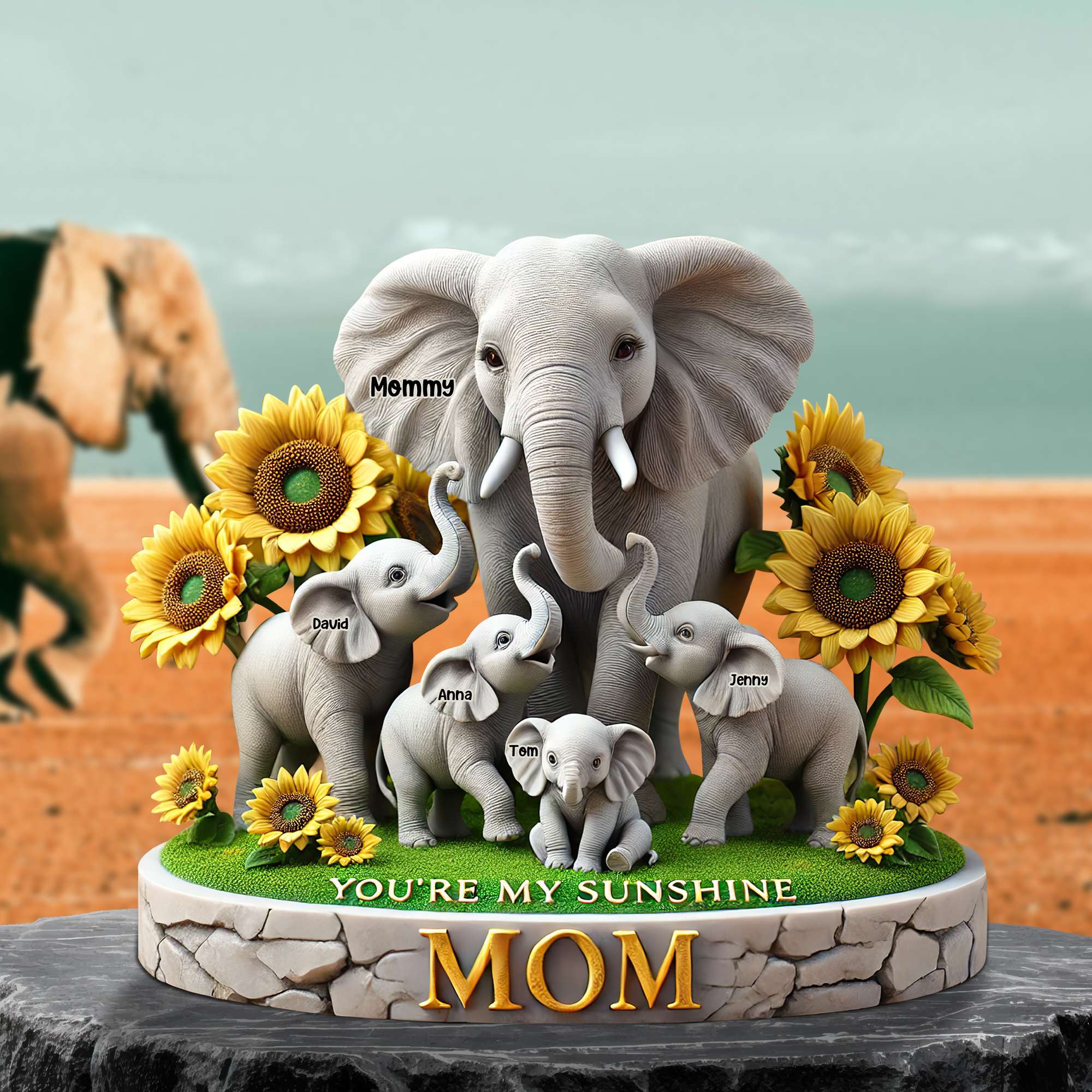 Elephant Mom Plaque - Personalized Gift For Mom 01HUTN190425
