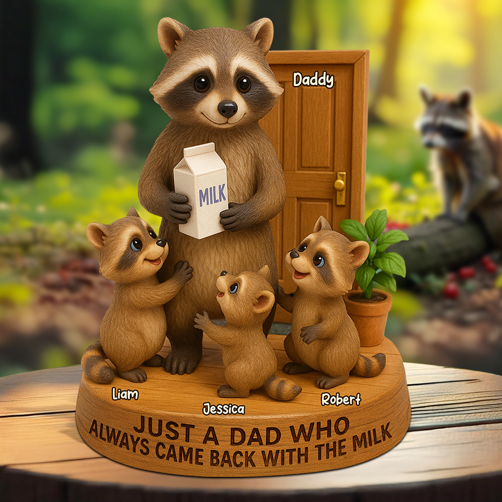 Raccoon Dad Plaque - Personalized Gifts For Dad 04napu130525