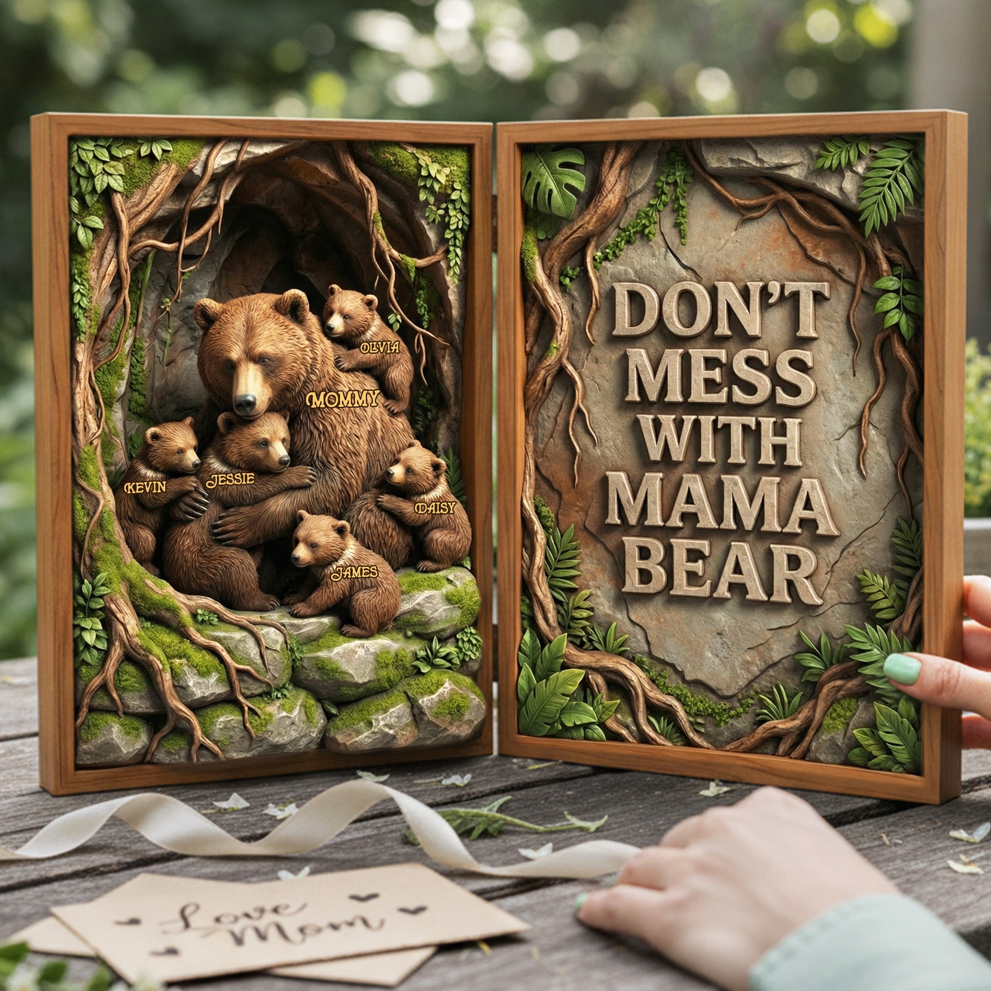 Mama Bear Acrylic Plaque - Personalized Gifts For Mom 02hyta100226