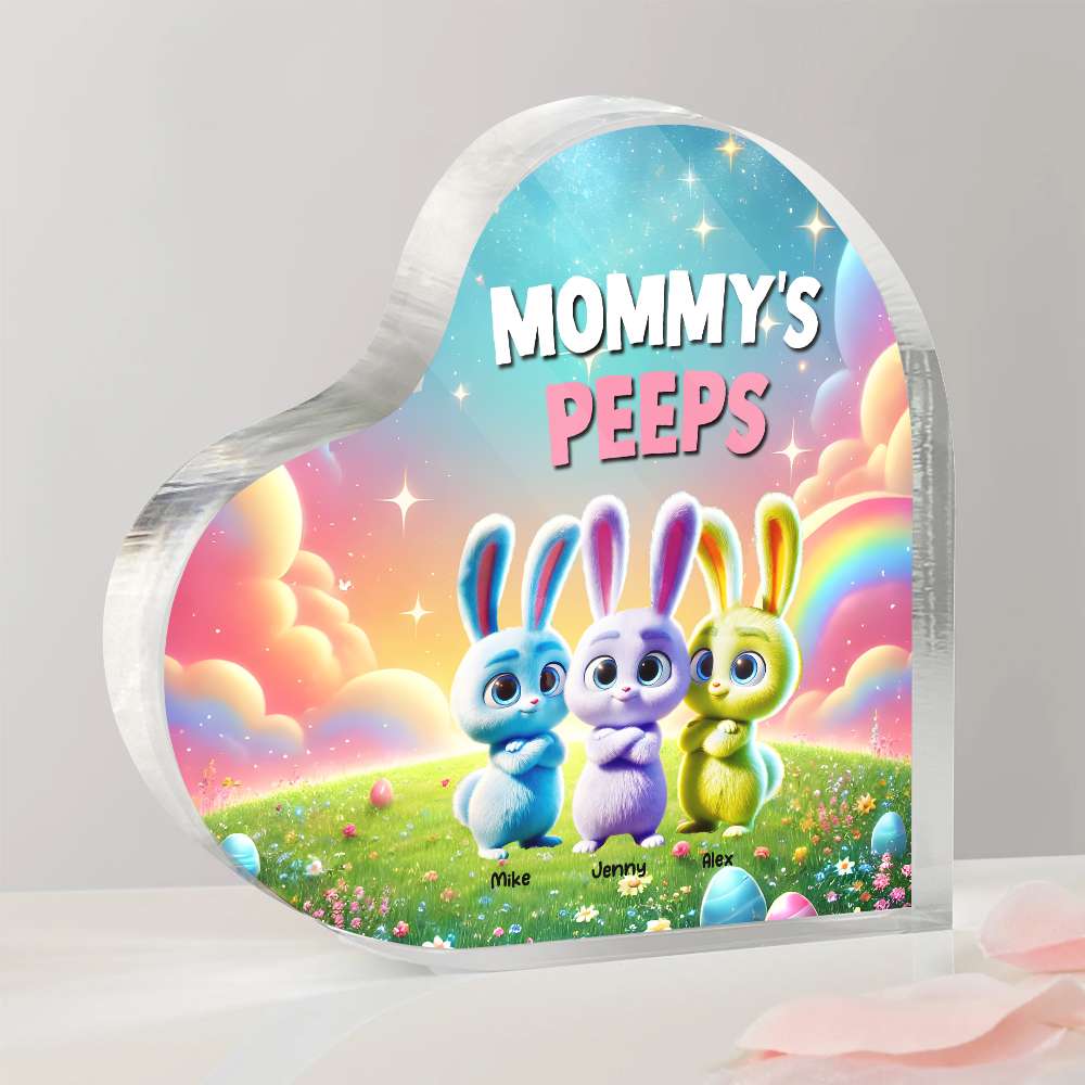 Personalized Gifts For Mom Heart Plaque, Bunny Peeps Easter Day 02TGMH110325