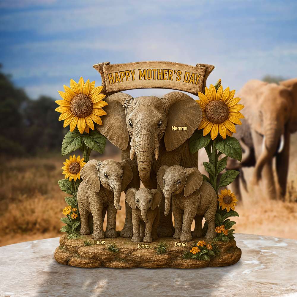 Elephant Mom Plaque - Personalized Christmas Gifts For Mom 01xqtn080425