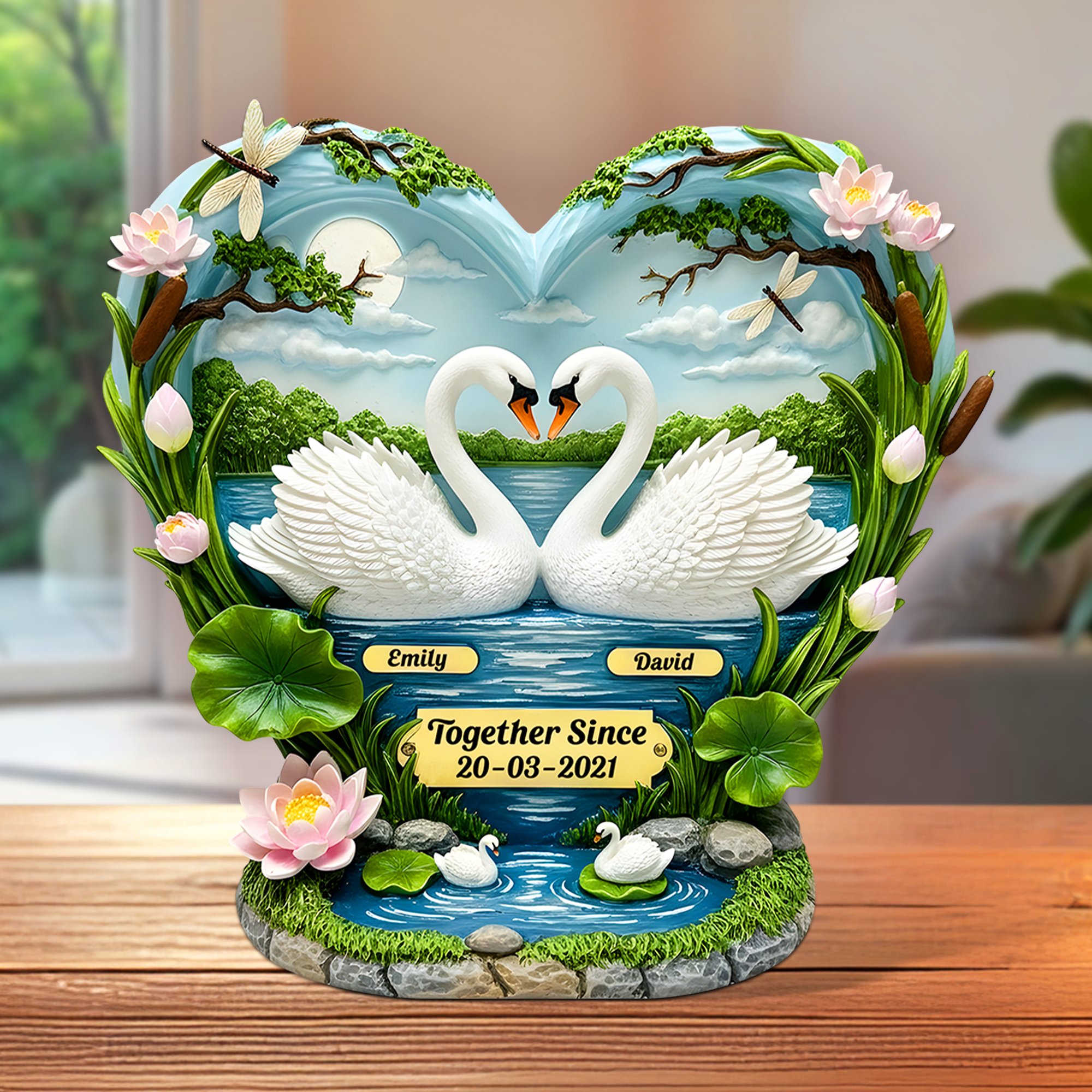 Swan Couple Acrylic Plaque - Personalized Gifts For Couple 03tgpu130625