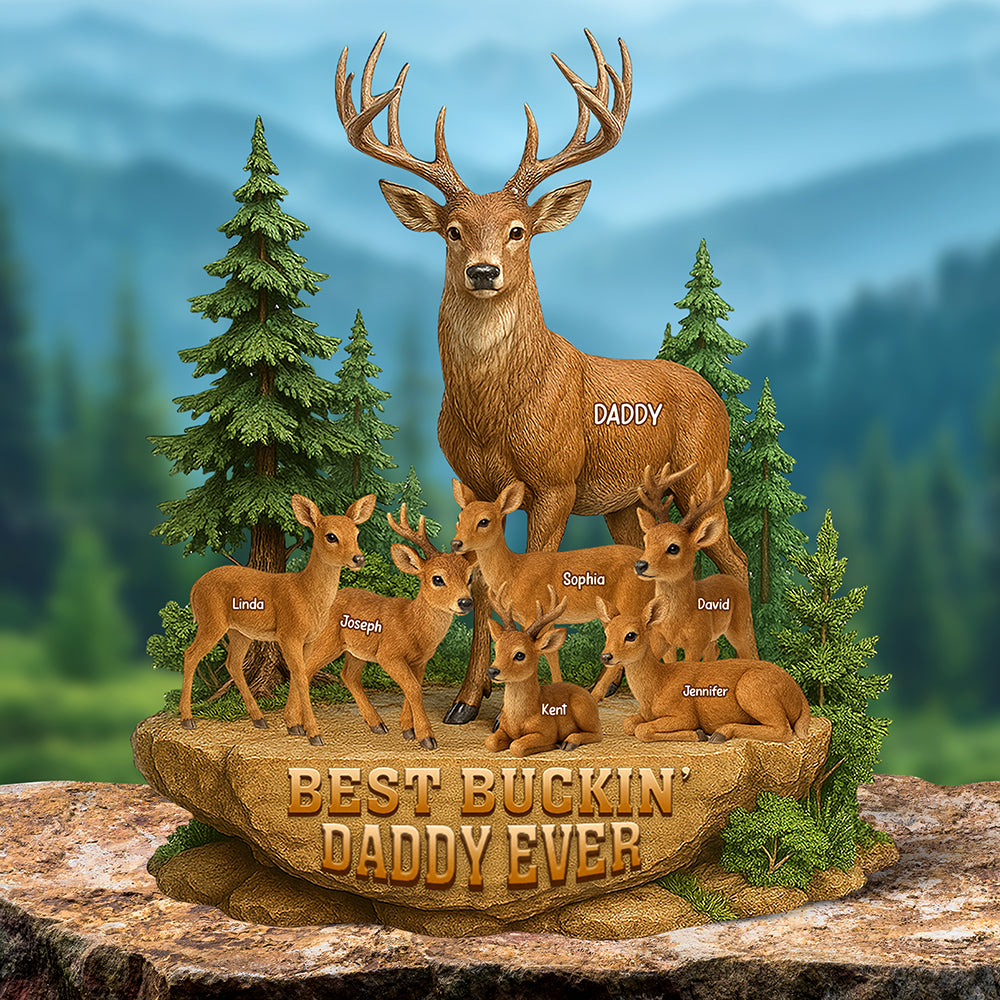 Festive Buck Family Plaque – Custom Christmas Gifts For Outdoor-Loving Dad 03naqn150425