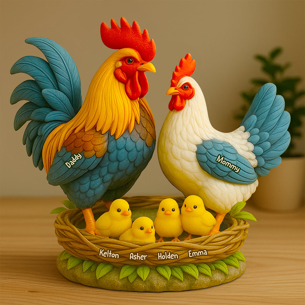 Chicken Family Acrylic Plaque Personalized Gifts For Dad 05XQDT030525