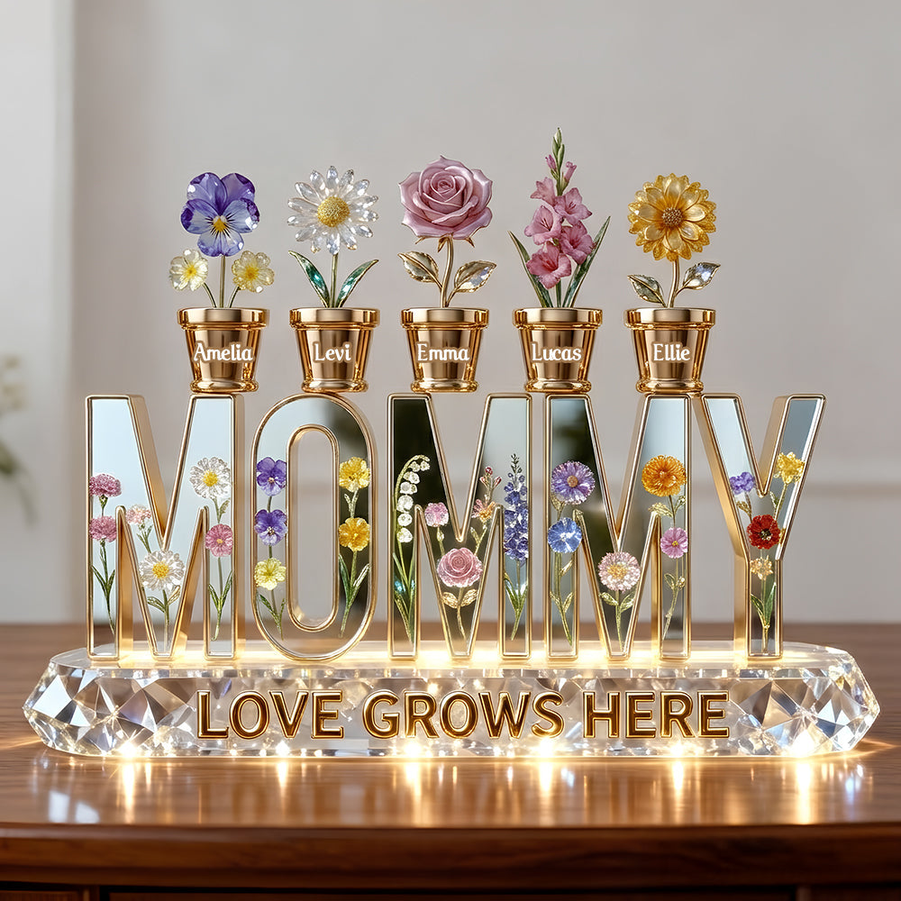 Birthmonth Flowers Kids Acrylic Plaque - Personalized Gifts For Grandma, Mom Plaque 01KIDT060226