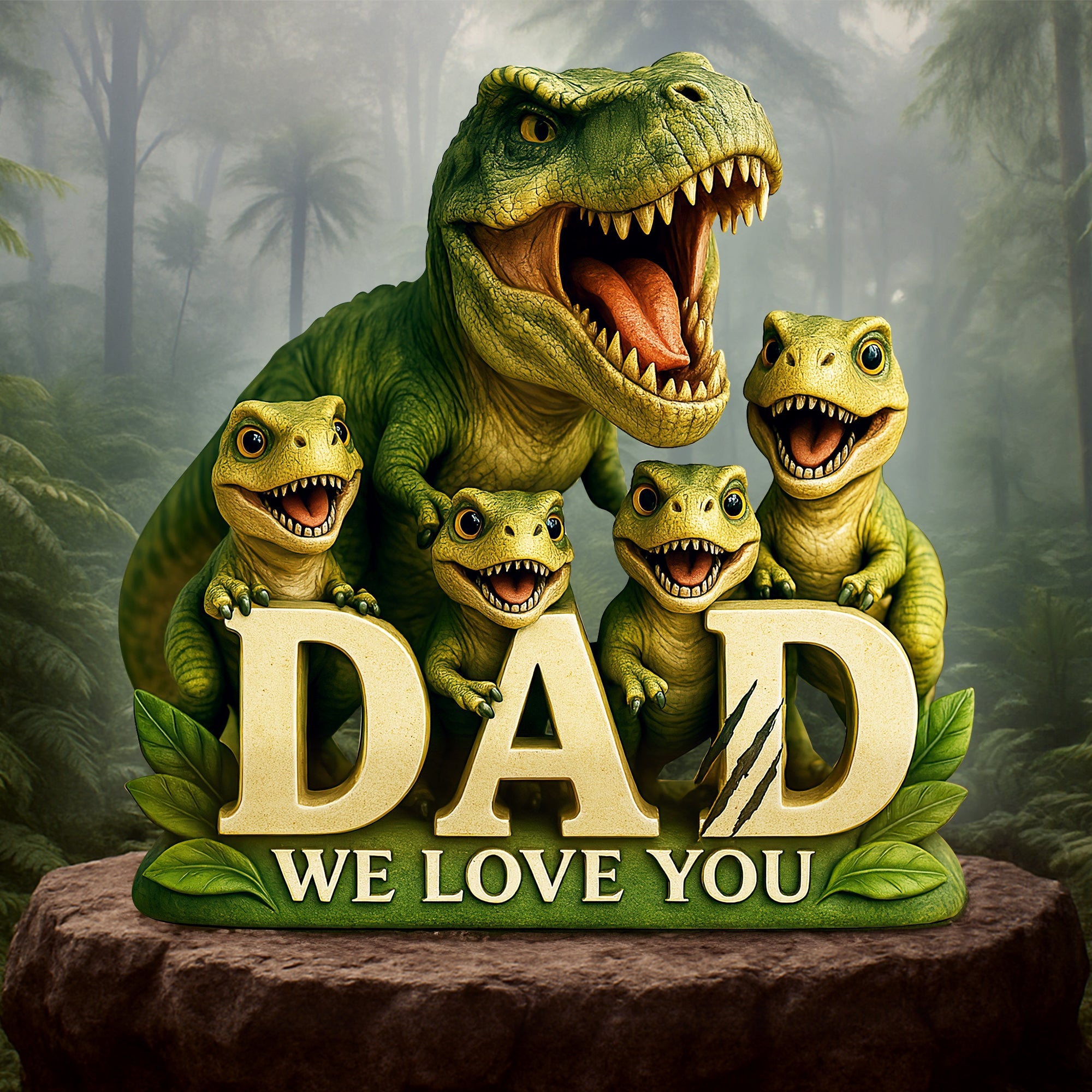 Dinosaur Dad Acrylic Plaque - Personalized Gifts For Father 02HULU100525