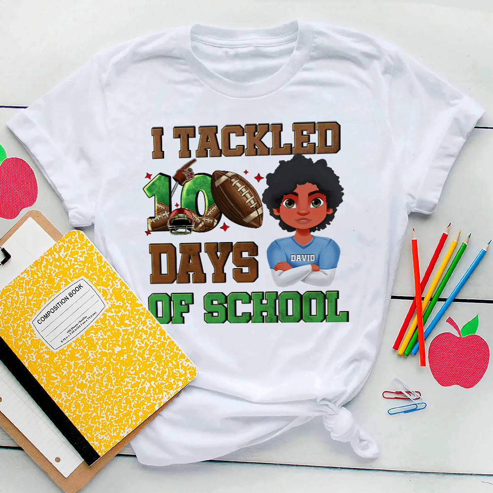 Personalized Gifts For American Football-loving Kids Shirt 02katn040125hg I Tackled 100 Days Of School