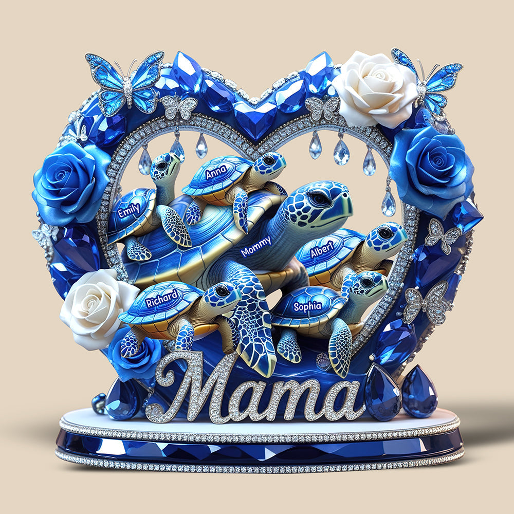 Sparkling Mama Turtle Plaque – Personalized Christmas Gifts For Mom 02XQQN240425