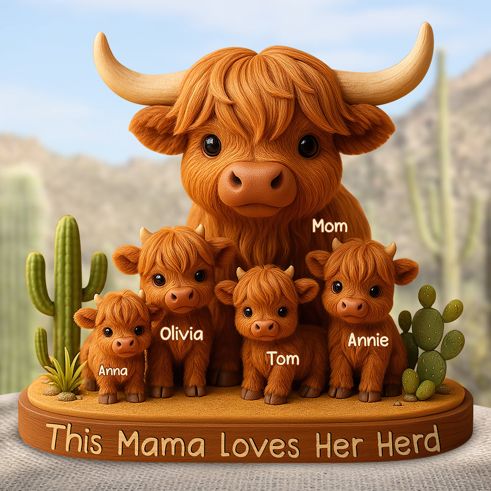 Highland Cow Mama Acrylic Plaque - Personalized Christmas Gifts For Mom 03XQDT150425
