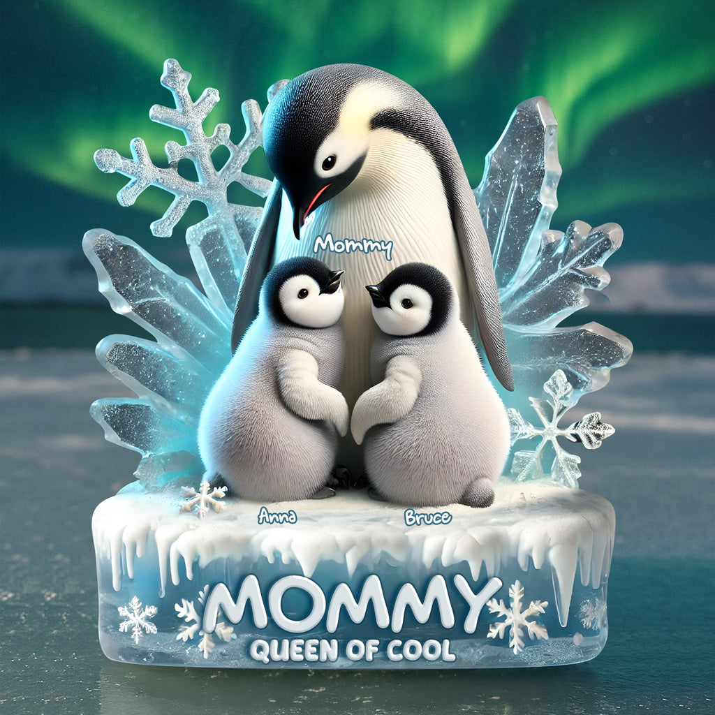 Personalized Gifts For Penguin Mom Acrylic Plaque- Queen Of Cool 04QHLU160425