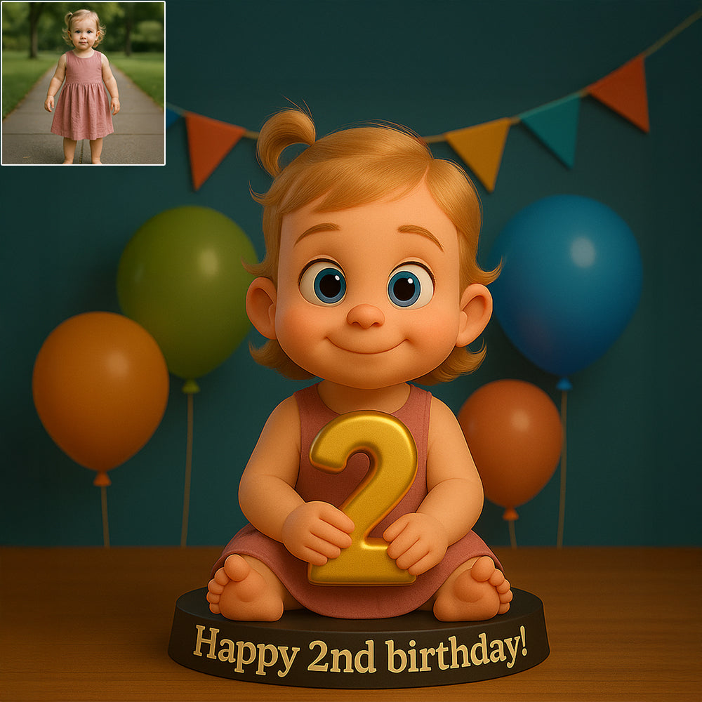 Custom cartoon style baby birthday figurines
