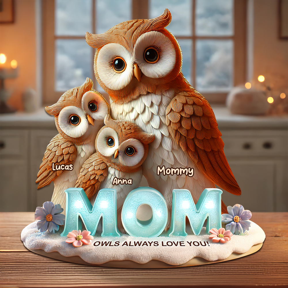 Owl Mom Plaque - Personalized Gifts For Mom 01hupu170425