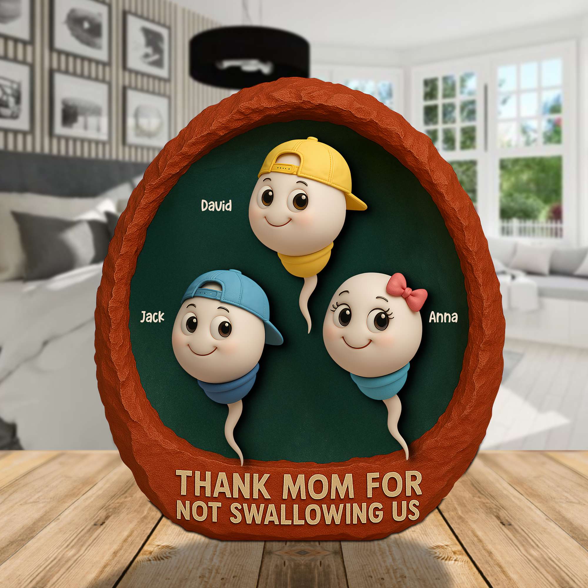 Personalized Gifts For Mom Plaque Thank You For Not Swallowing Us Funny Kids 01OHTN140425