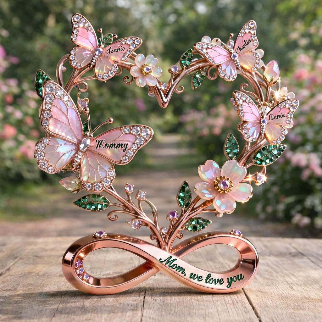 Stunning Butterflies On Mom Heart Acrylic Plaque, Personalized Gifts For Mom & Grandma 05qhlu060326