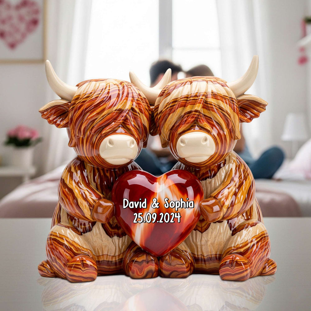 Highland Cow Couple Acrylic Plaque - Personalized Gifts For Couple 03natn190625