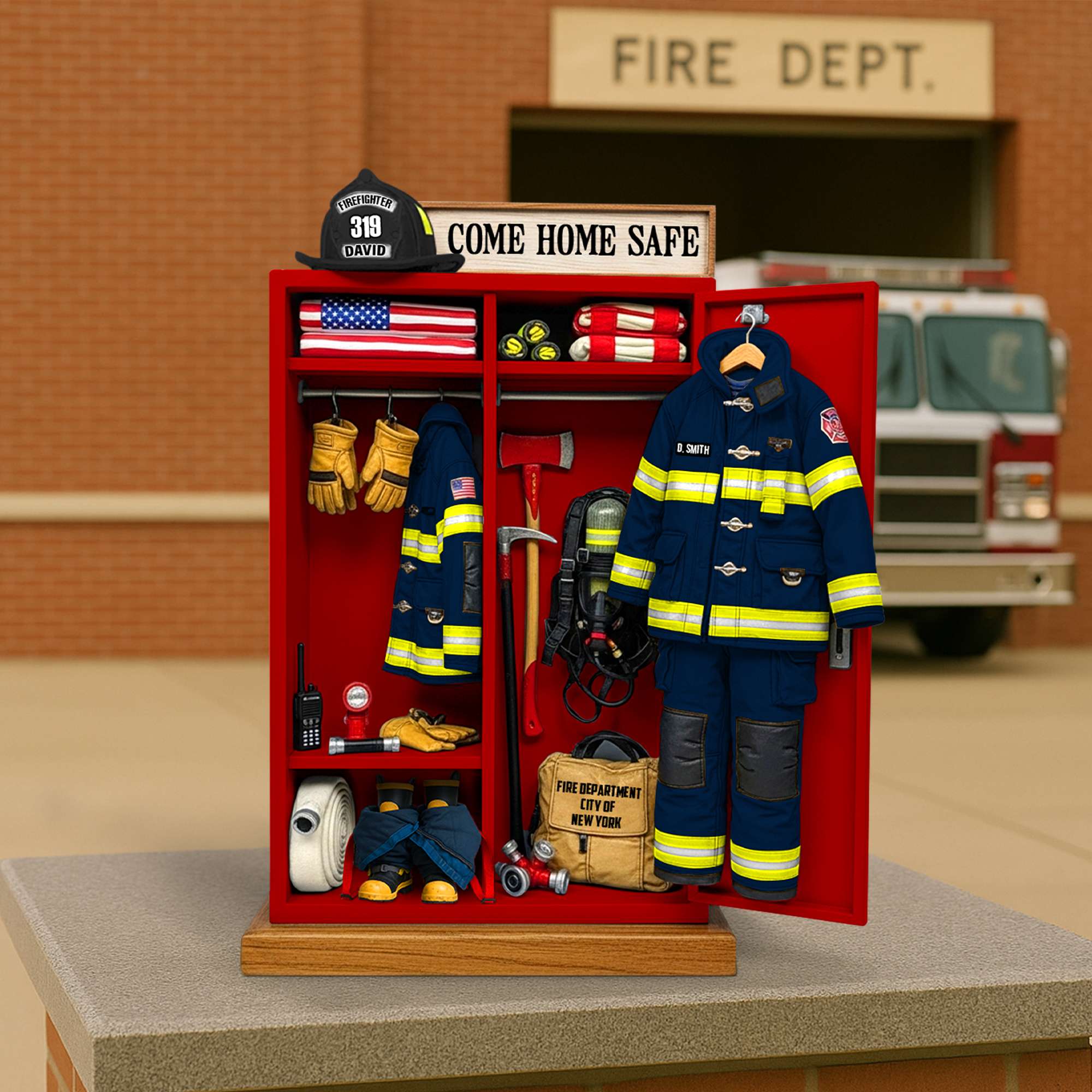 Firefighter’s Gear Locker Acrylic Plaque - Personalized Christmas Gifts For Firefighter 04QHTN060625