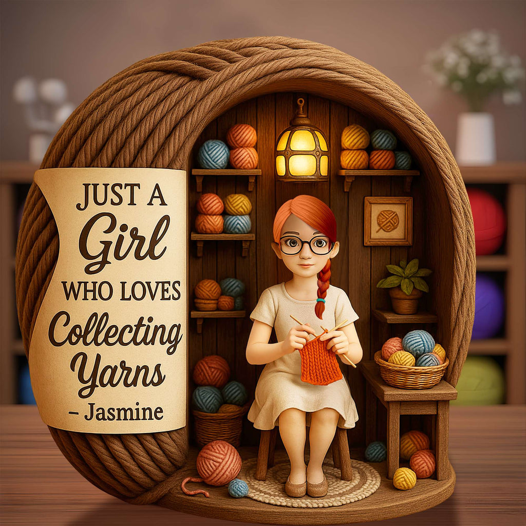 Collecting Yarn Girl Acrylic Plaque - Personalized Gifts For Knitting Lovers 06TOLU190725