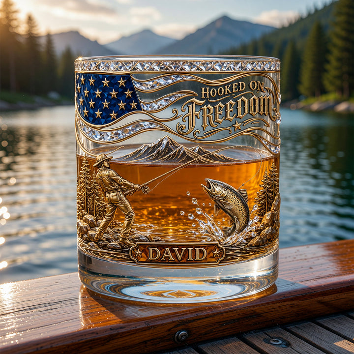 Hooked On Freedom Fishing Round Glass - Personalized Gifts For Fishing Lovers 05paqn290526