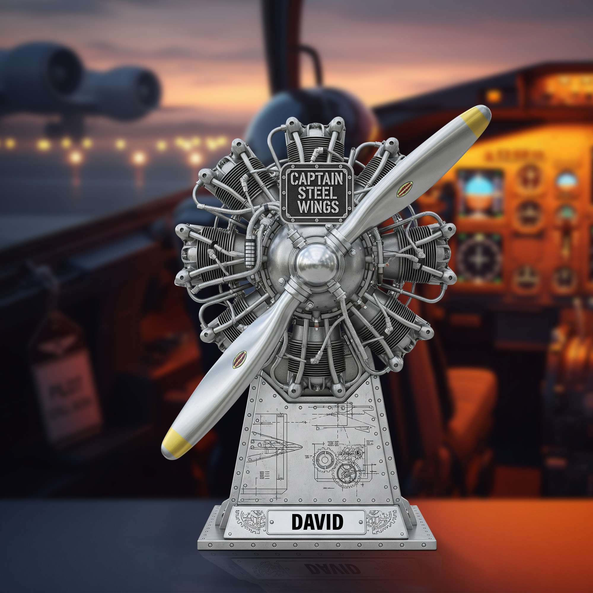 Radial Airplane Engine Acrylic Plaque - Personalized Gifts For Pilot 02OHTN090625