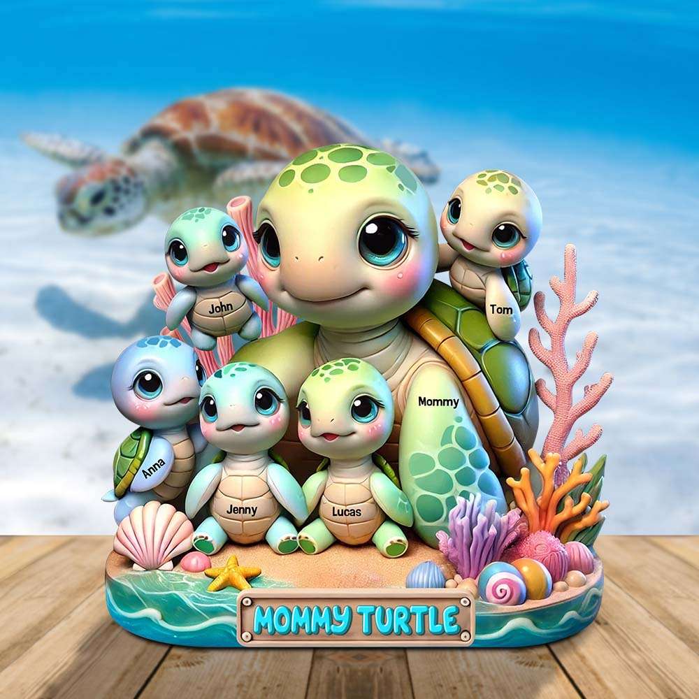 Turtle Mama Plaque - Personalized Christmas Gifts For Mom 03qhtn030425