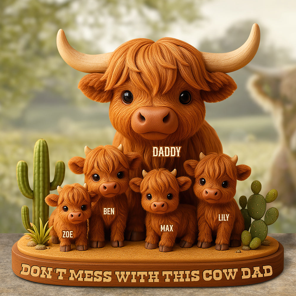 Highland Cow Dad Acrylic Plaque Personalized Gifts For Dad 04XQDT010525