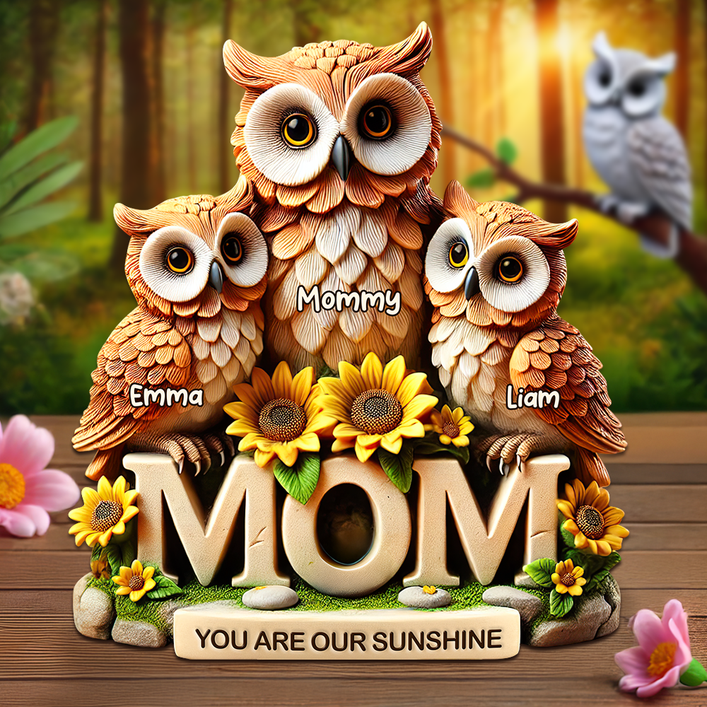 Owl Mom Plaque - Personalized Gift For Mom 02HUPU190425