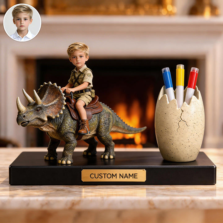 Personalized Dinosaur Rider Pen Holder Ornament
