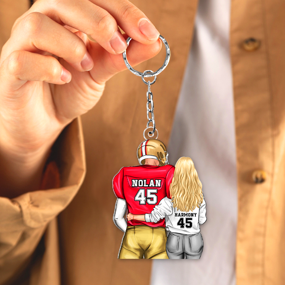Personalized Gifts For Couple Keychain Couple Hugging Back View 072QHHU110125TM