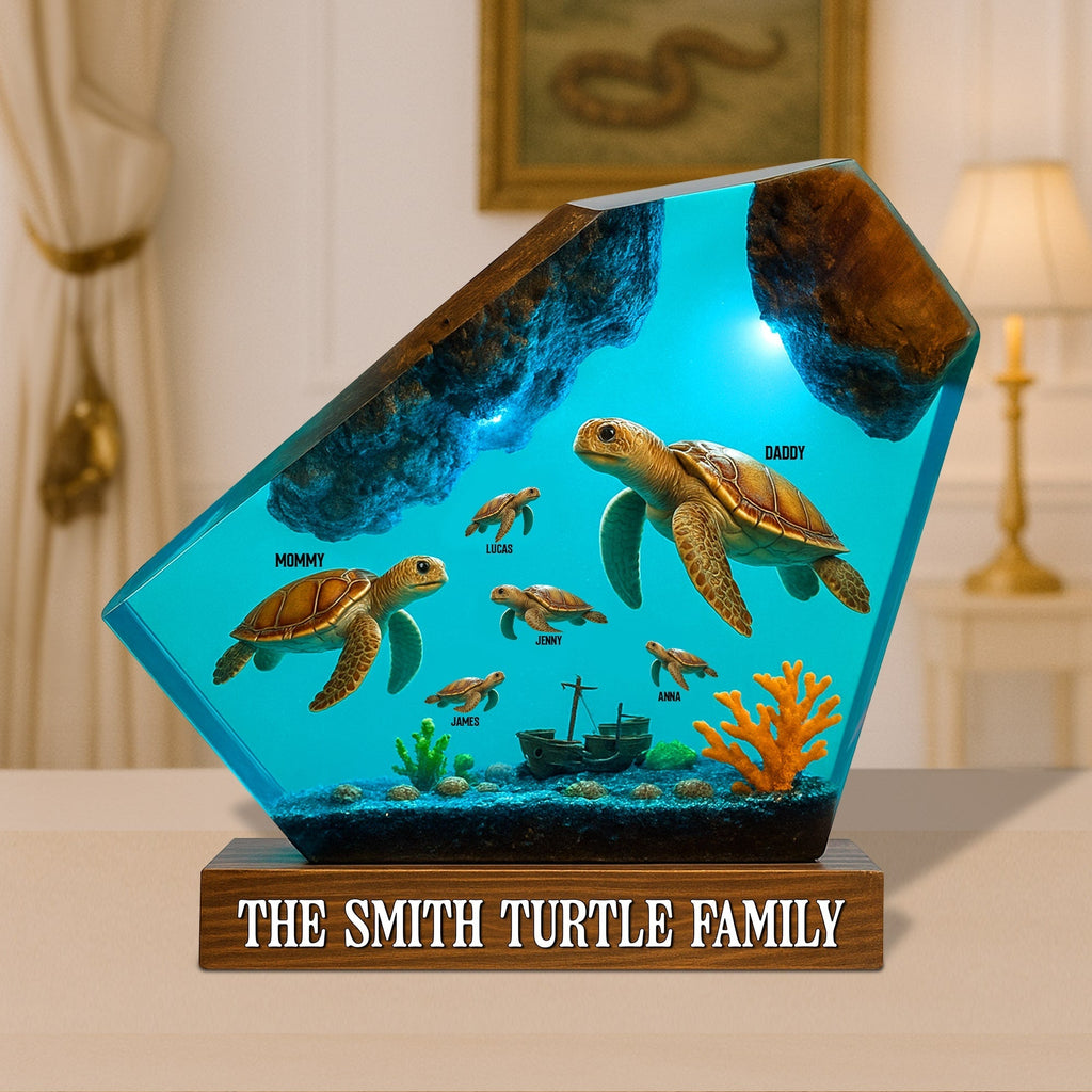 Turtle Family Plaque - Personalized Gifts For Family 04natn280525
