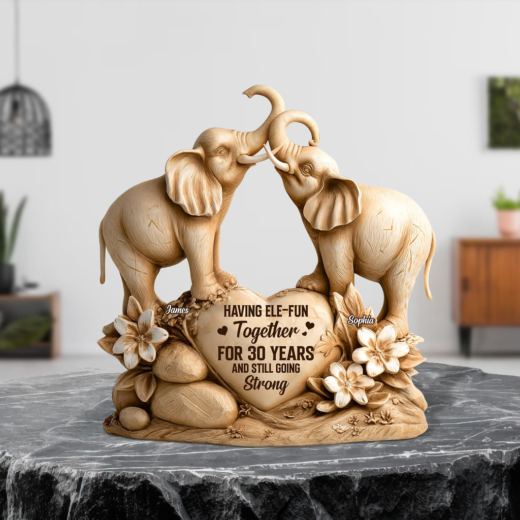Elephant Couple Plaque - Personalized Gifts For Couple 05tgtn280525