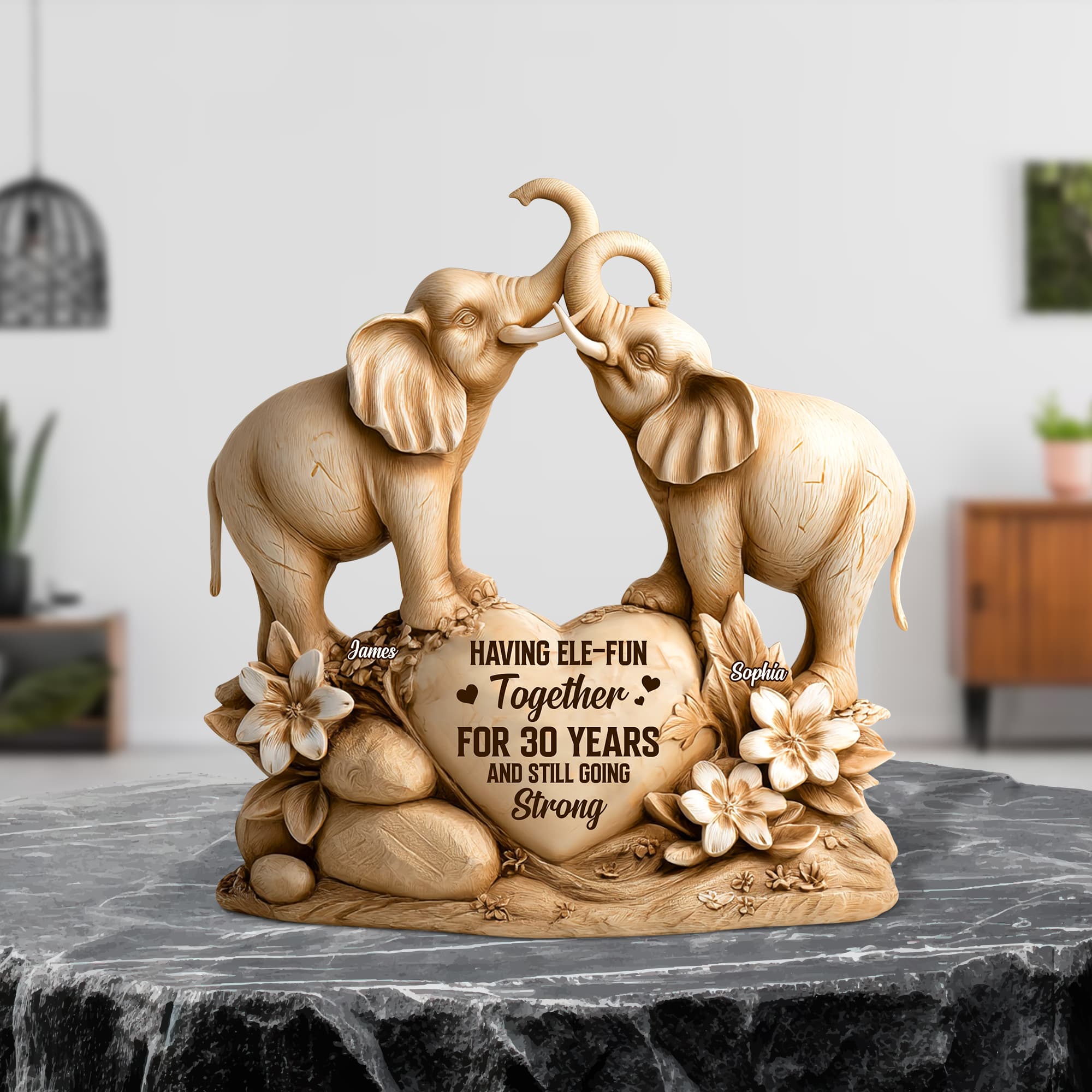 Elephant Couple Plaque - Personalized Gifts For Couple 05tgtn280525