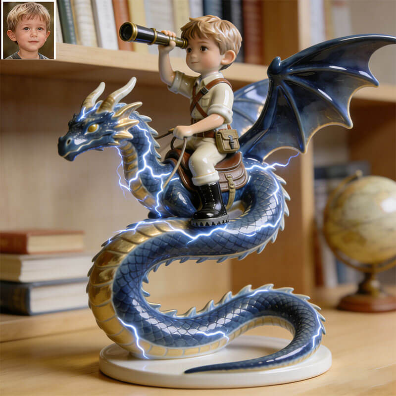 Personalized Dragon Rider Ceramic Style Portrait