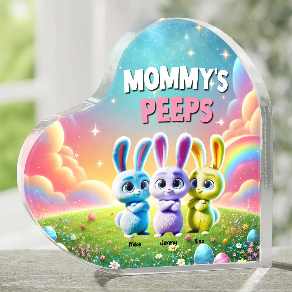 Personalized Gifts For Mom Heart Plaque, Bunny Peeps Easter Day 02TGMH110325