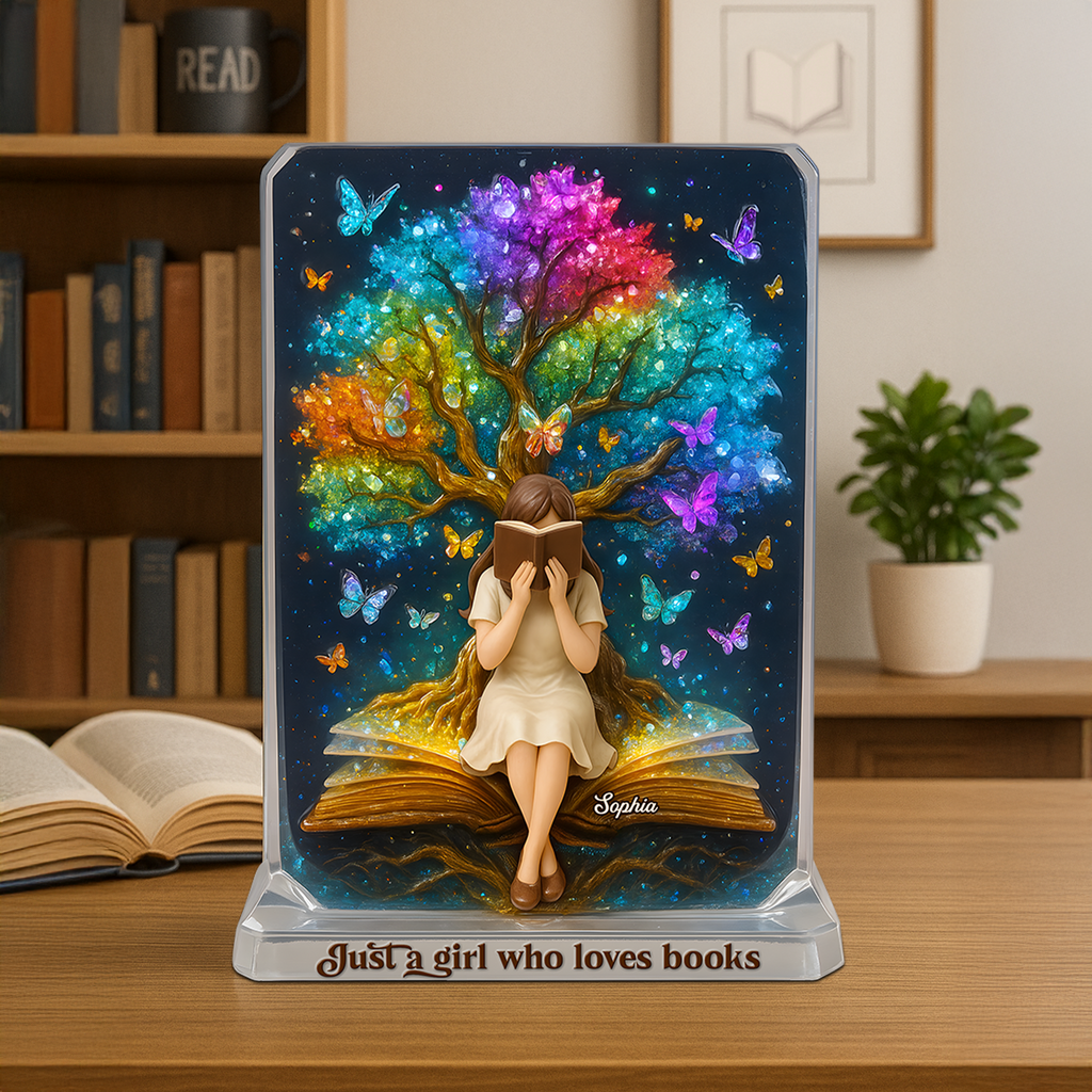 Reading Girl Acrylic Plaque - Personalized Gifts For Book Lovers 01topu160625