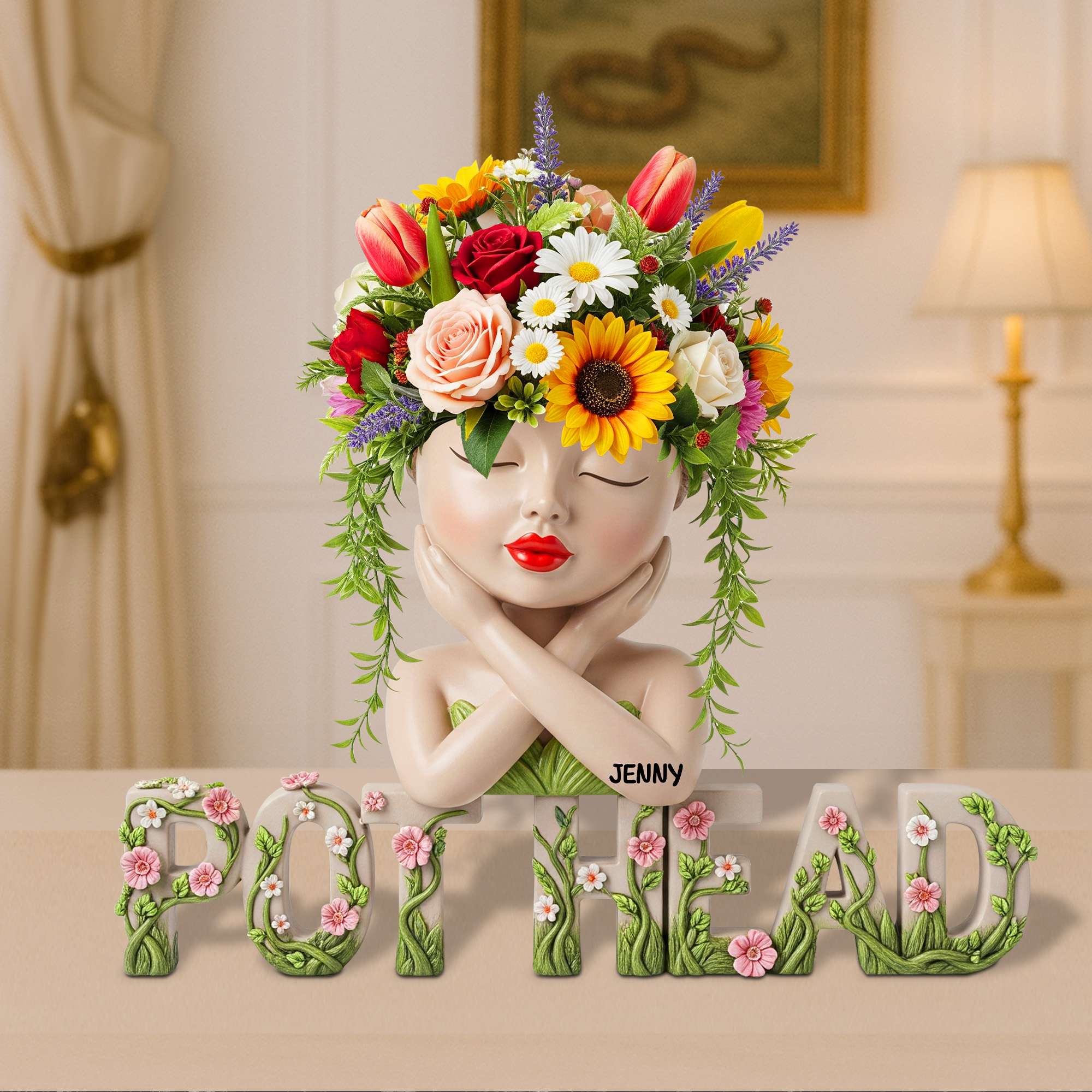Pot Head Girl Acrylic Plaque - Personalized Gifts For Gardening Girl 03natn030625