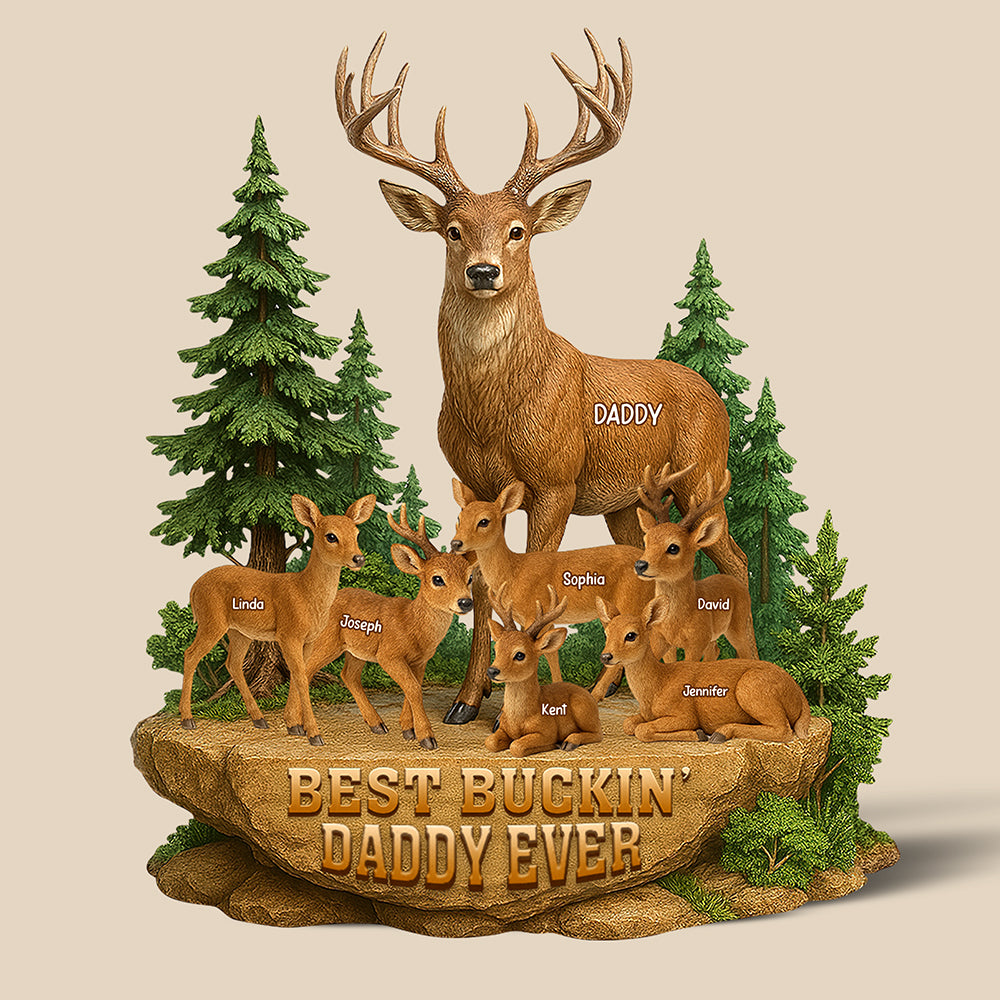 Festive Buck Family Plaque – Custom Christmas Gifts For Outdoor-Loving Dad 03naqn150425