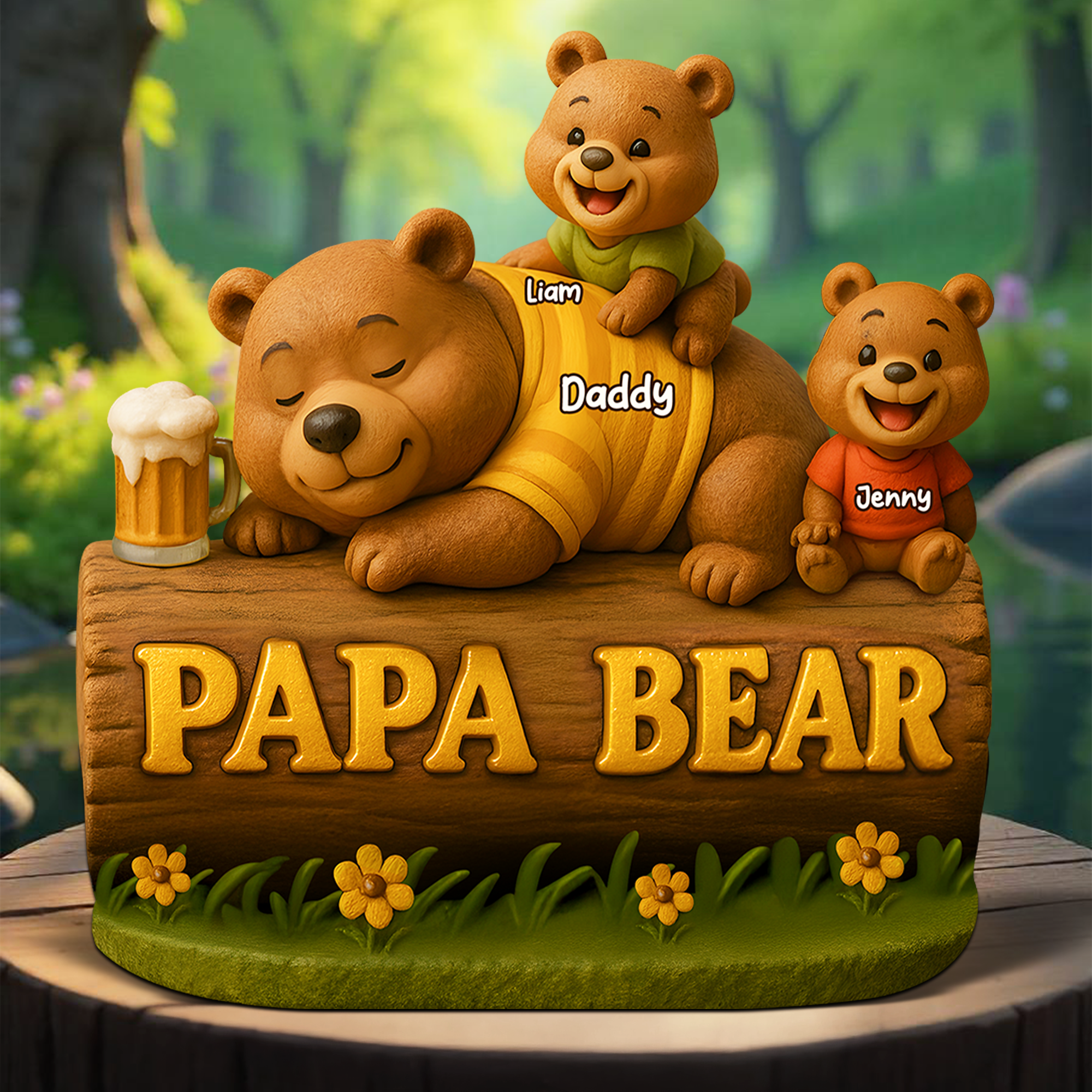 Papa Bear Plaque - Personalized Gifts For Dad 03topu030525