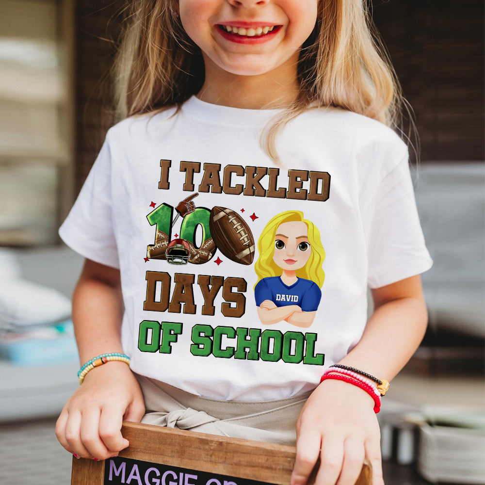 Personalized Gifts For American Football-loving Kids Shirt 02katn040125hg I Tackled 100 Days Of School