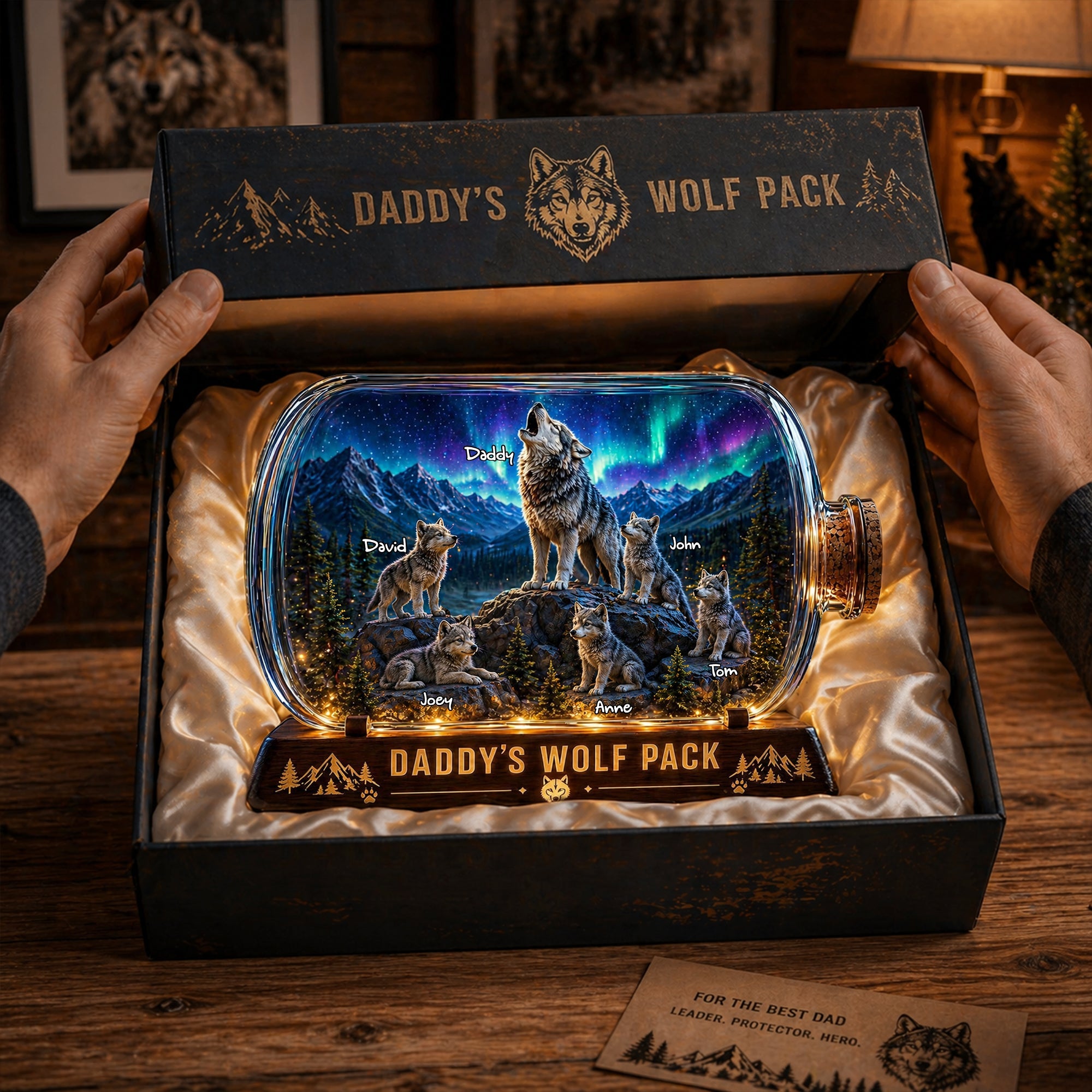 Wolf Dad and Kids Acrylic Plaque - Personalized Gifts For Dad 04tolu280426