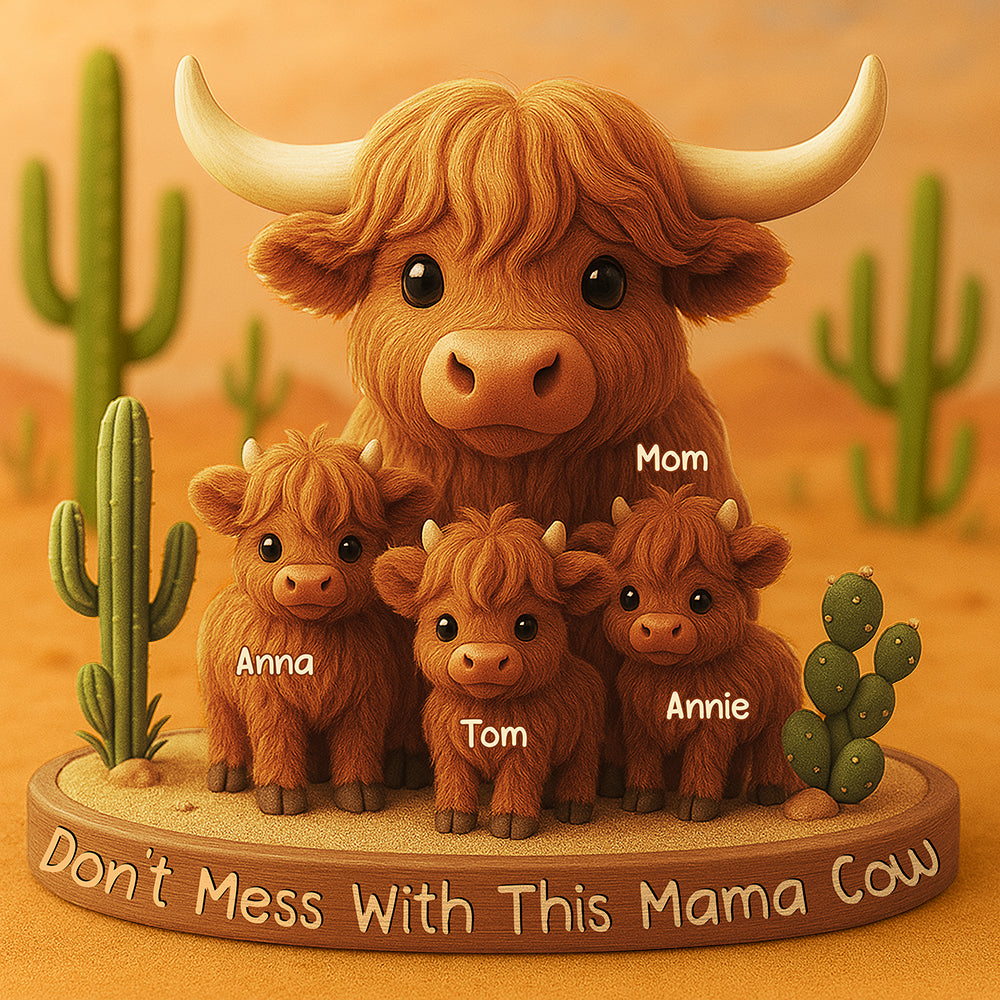 Highland Cow Mama Acrylic Plaque - Personalized Christmas Gifts For Mom 03XQDT150425