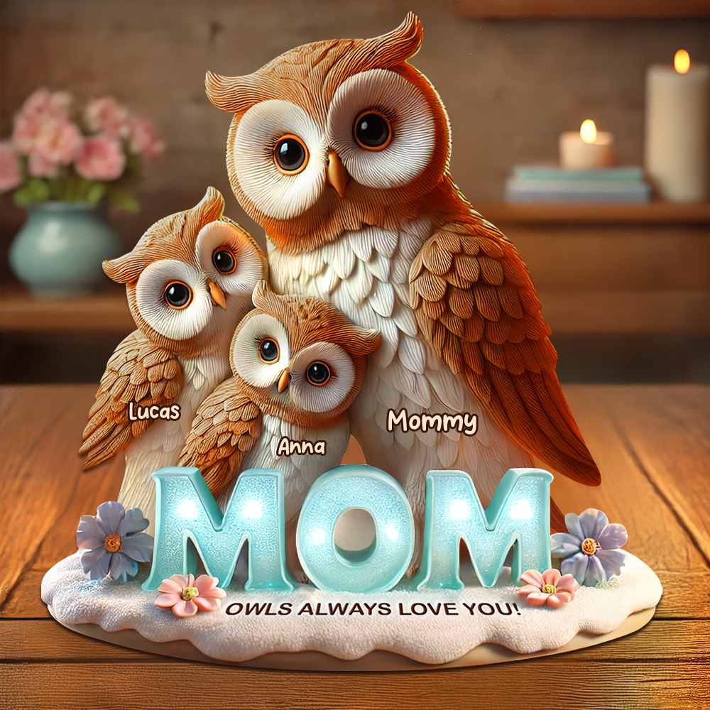 Owl Mom Plaque - Personalized Gifts For Mom 01hupu170425
