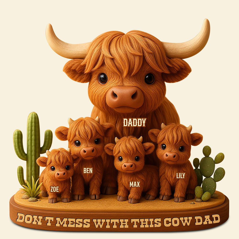 Highland Cow Dad Acrylic Plaque Personalized Gifts For Dad 04XQDT010525